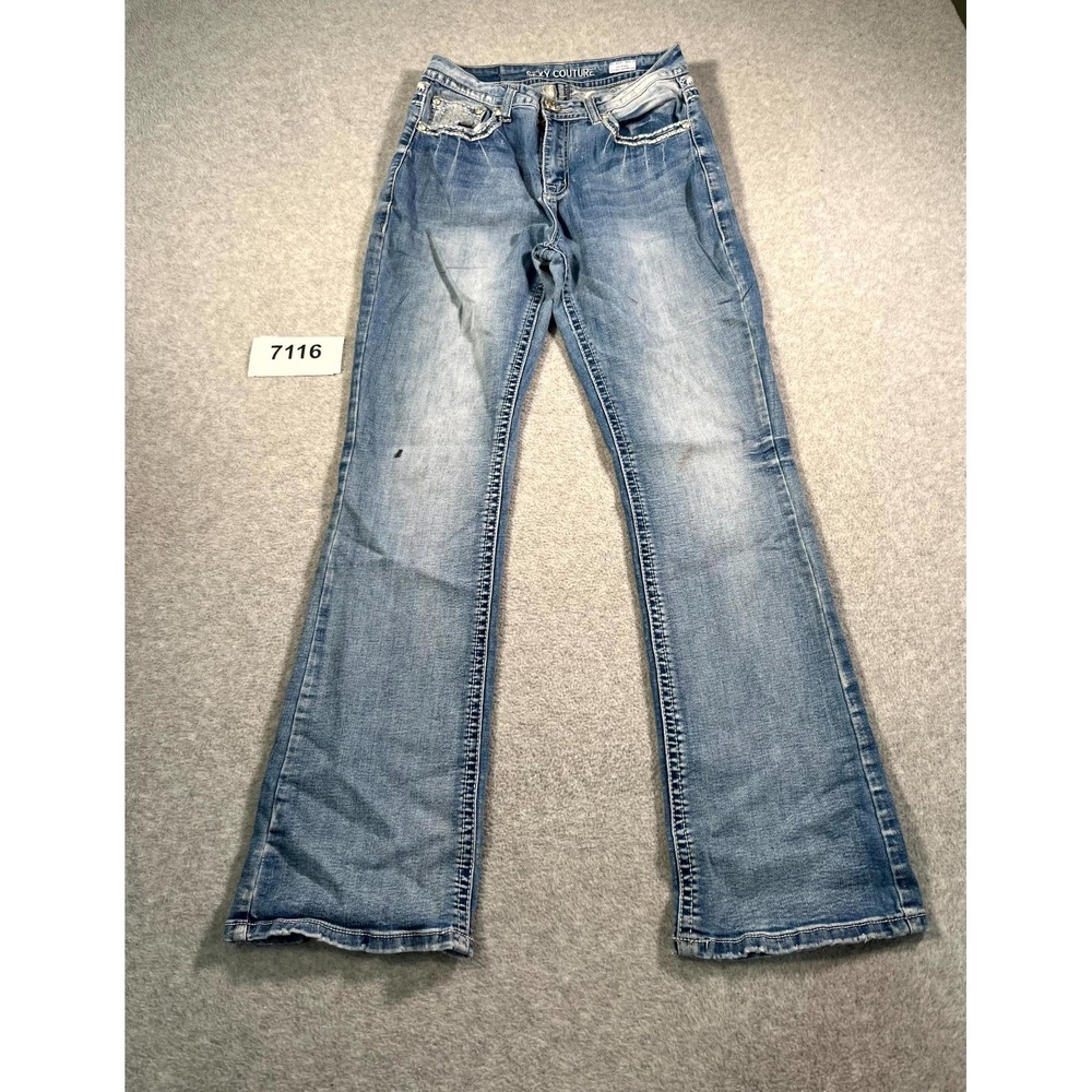 Sexy Couture Jeans‎ Womens 13 Blue Denim Medium Wash Bootcut Leg Embellished